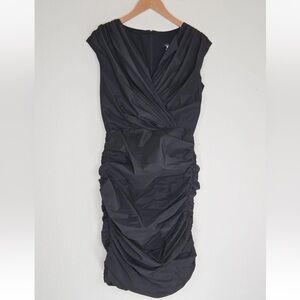 TADASHI SHOJI Black Cocktail Pintucked Pleat Dress Style PP90509M Size 4 Womens